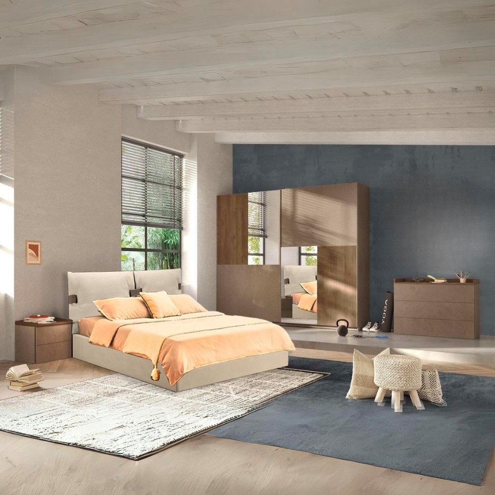 Camera da letto Quinn con letto contenitore colore bronzo noce mercure Camera da letto Quinn con letto contenitore colore bronzo noce mercure