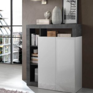 HOME Credenza Mogol bianco lucido ossido 108x42x127H