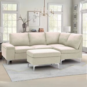 Divano angolare destro Dina con bracciolo apribile contenitore colore beige
