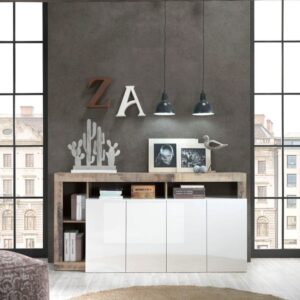 HOME Madia Mogol 4 ante bianco lucido pero 184x42x93H