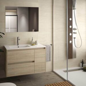 HOME Mobile bagno sospeso Resia con specchio rovere 90x46x54 H
