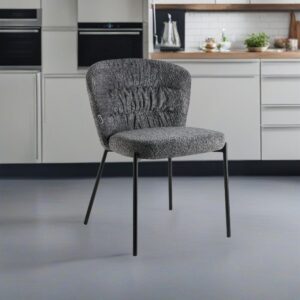 Sedia imbottita Cami in tessuto teddy grigio set 2 pezzi