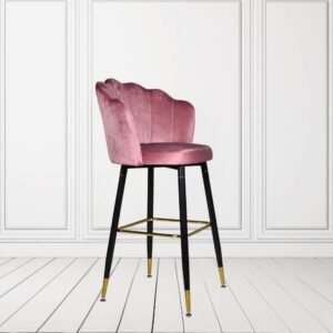 HOME Sgabello Estro in velluto rosa con terminali dorati set 2 pezzi