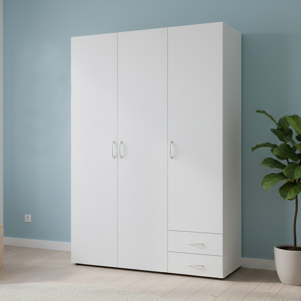 Armadio 3 ante 2 cassetti Seba 3 colore bianco Armadio 3 ante 2 cassetti Seba 3 colore bianco