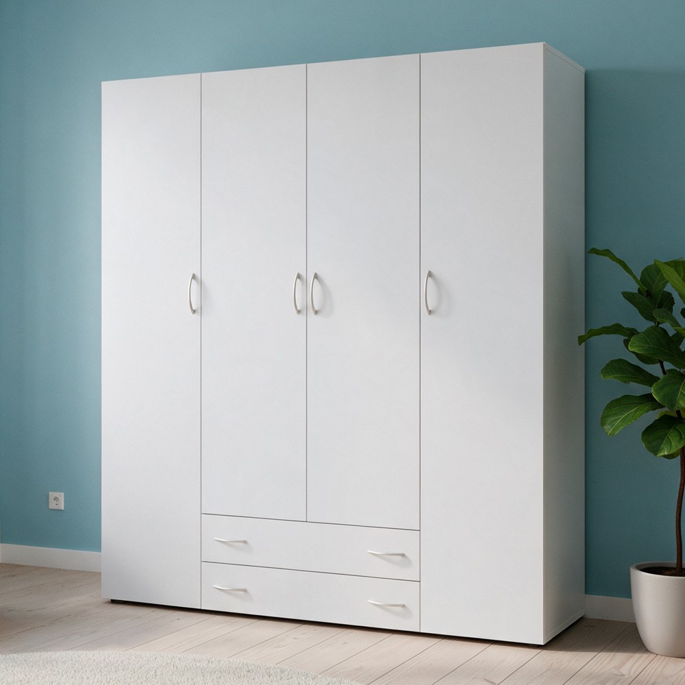 Armadio 4 ante 2 cassetti Seba 4 colore bianco Armadio 4 ante 2 cassetti Seba 4 colore bianco