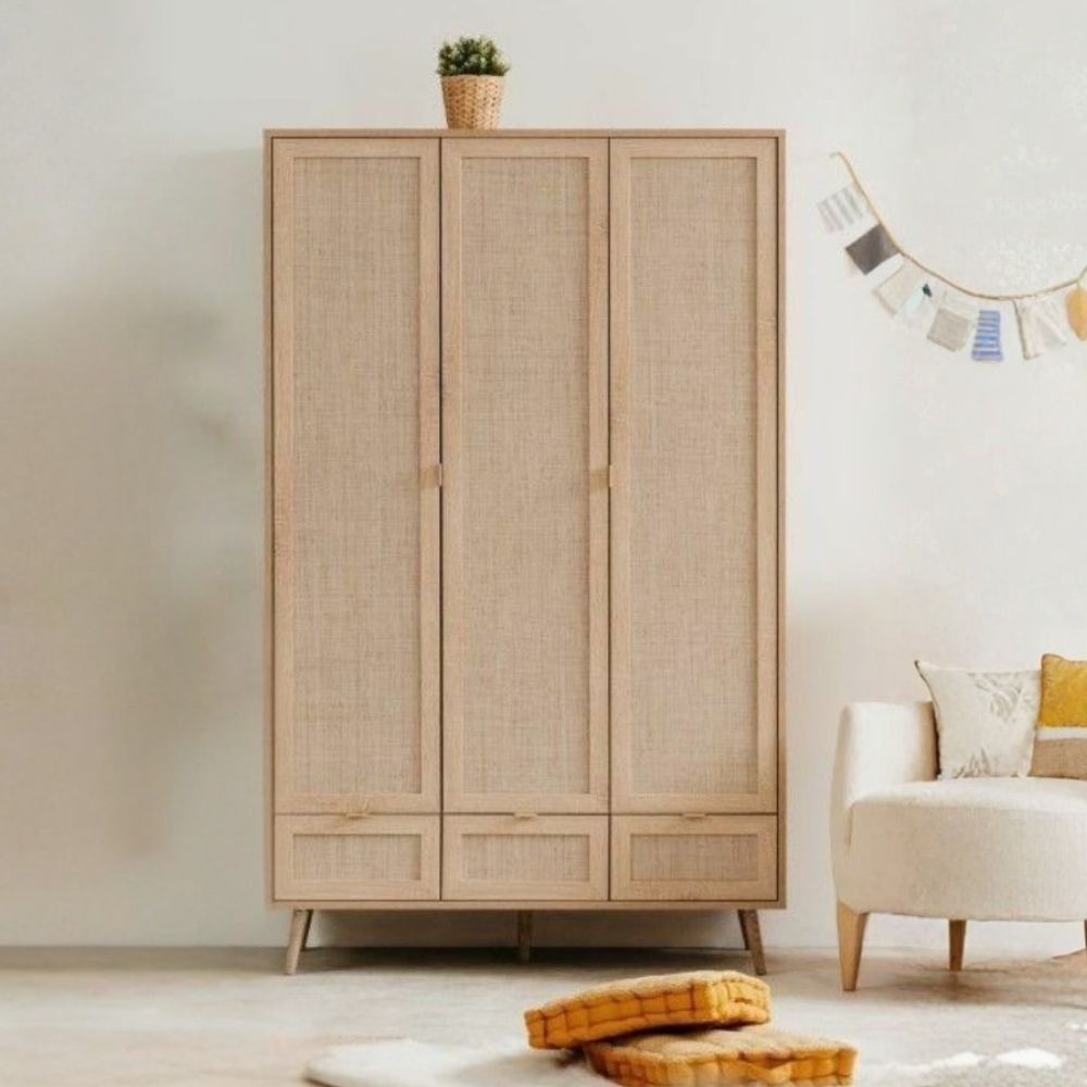 Armadio Bali 60B 3 ante e 3 cassetti effetto vimini Armadio Bali 60B 3 ante e 3 cassetti effetto vimini