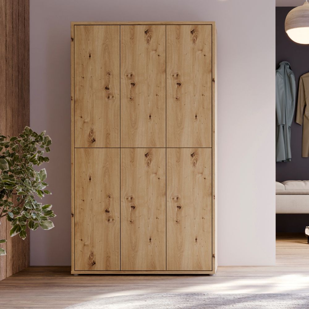 Armadio multiuso Medea 6 ante colore rovere 109.2x34.9xH191.9 cm. Armadio multiuso Medea 6 ante colore rovere 109.2x34.9xH191.9 cm.