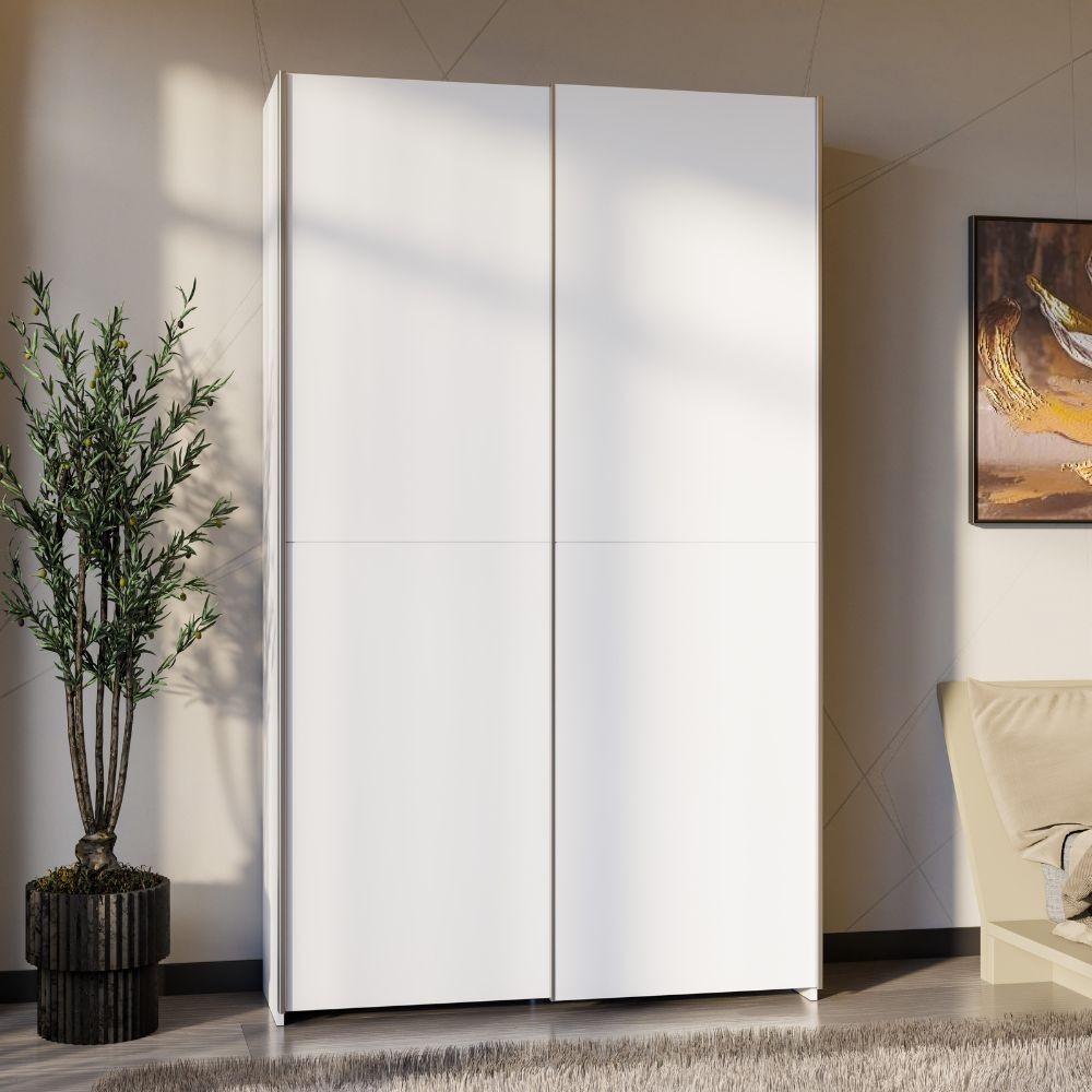 Armadio Nico 2 ante scorrevoli colore bianco 120.1x39.1xH210 cm. Armadio Nico 2 ante scorrevoli colore bianco 120.1x39.1xH210 cm.
