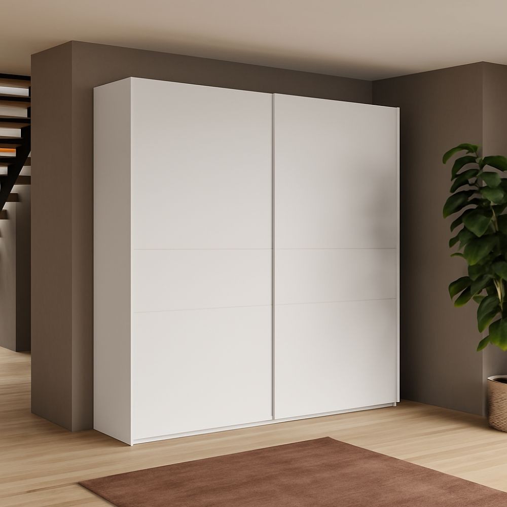 Armadio Swing 2 ante scorrevoli colore bianco opaco 257x55x230H cm.