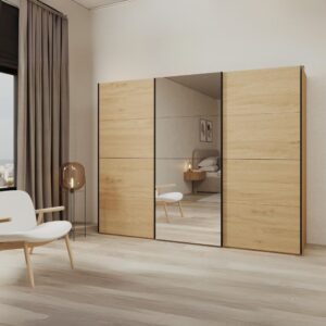 Armadio Zegna 255 3 ante scorrevoli con specchio colore rovere
