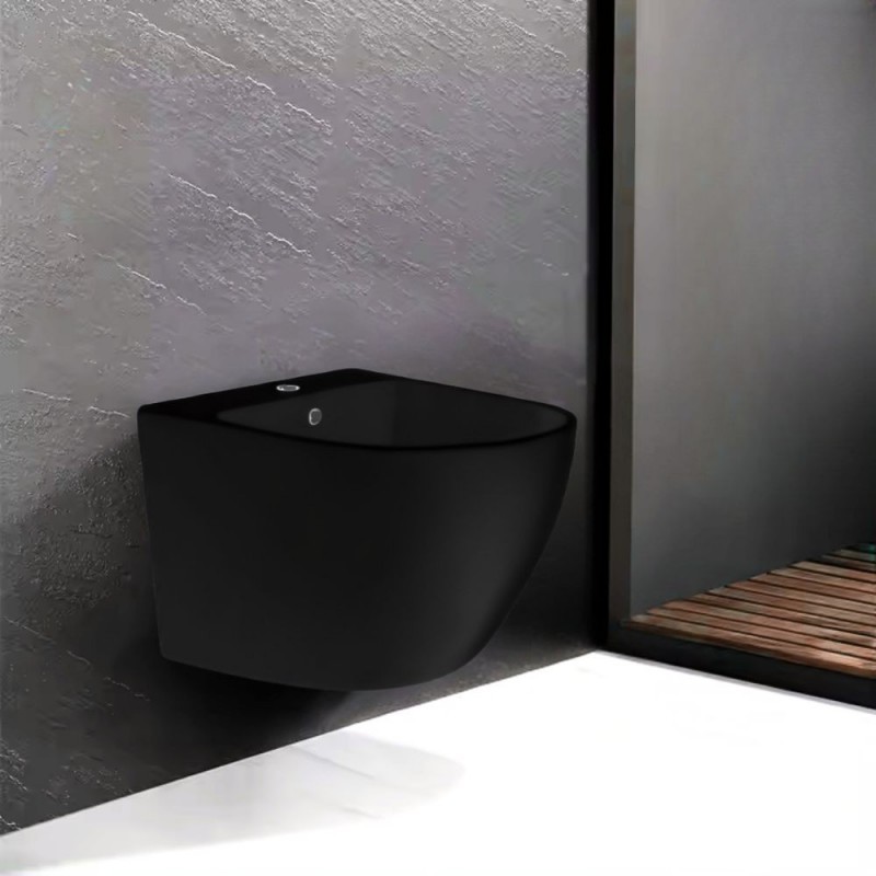Bidet sospeso YJ-BD08 48.5x36x33 cm nero opaco smaltato Bidet sospeso YJ-BD08 48.5x36x33 cm nero opaco smaltato