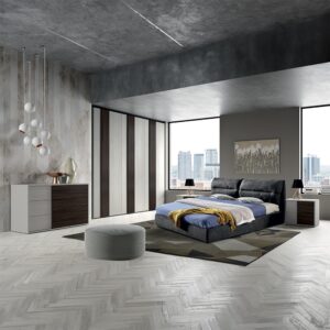Camera da letto Cecilia grigio frassinato con inserti noce scuro