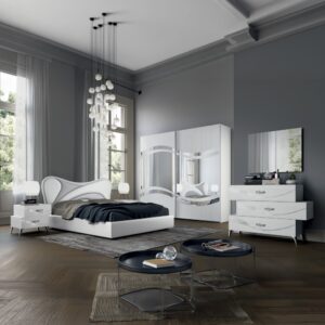 Camera da letto Delia bianco frassinato con decorazioni argento