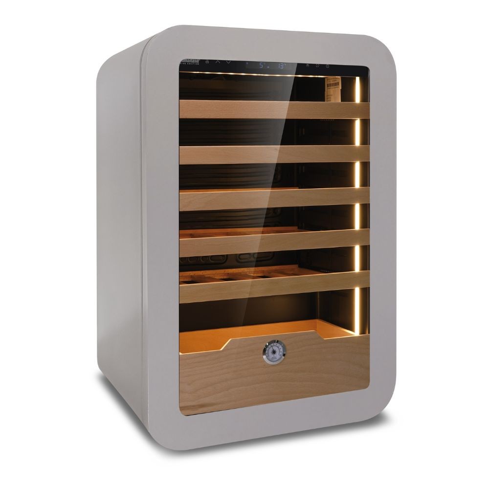 Cantinetta Vinarius 40 ventilato con 5 mensole in legno con guide telescopiche in colore grigio classe G Cantinetta Vinarius 40 ventilato con 5 mensole in legno con guide telescopiche in colore grigio classe G