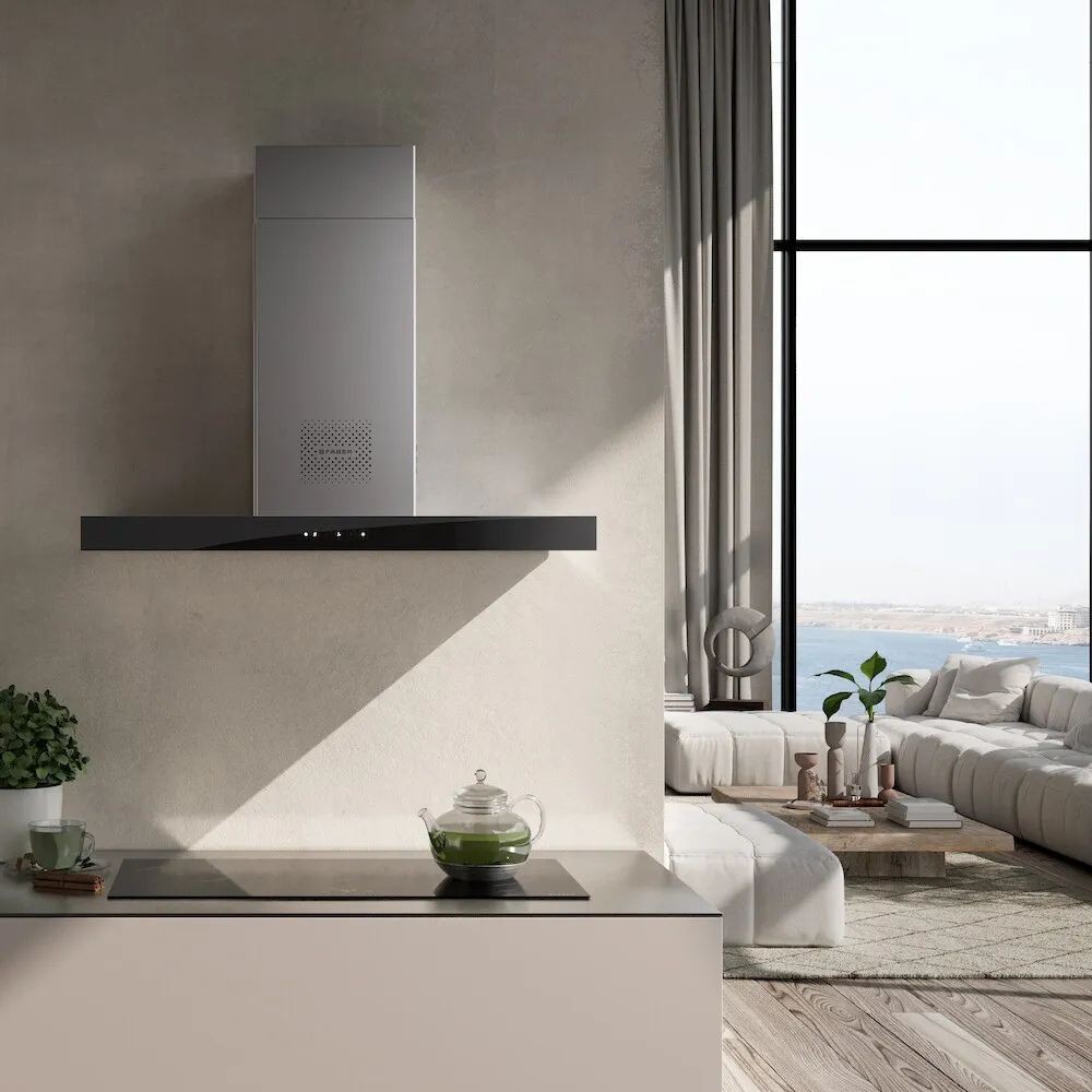 Cappa aspirante a parete Faber Air Hub Stilo Glass Comfort 90 cm. classe A+ inox e vetro nero Cappa aspirante a parete Faber Air Hub Stilo Glass Comfort 90 cm. classe A+ inox e vetro nero