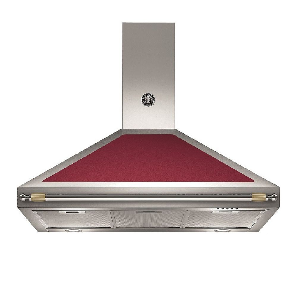 Cappa camino Bertazzoni K100HERVIA da 100 cm. colore inox e rosso Cappa camino Bertazzoni K100HERVIA da 100 cm. colore inox e rosso