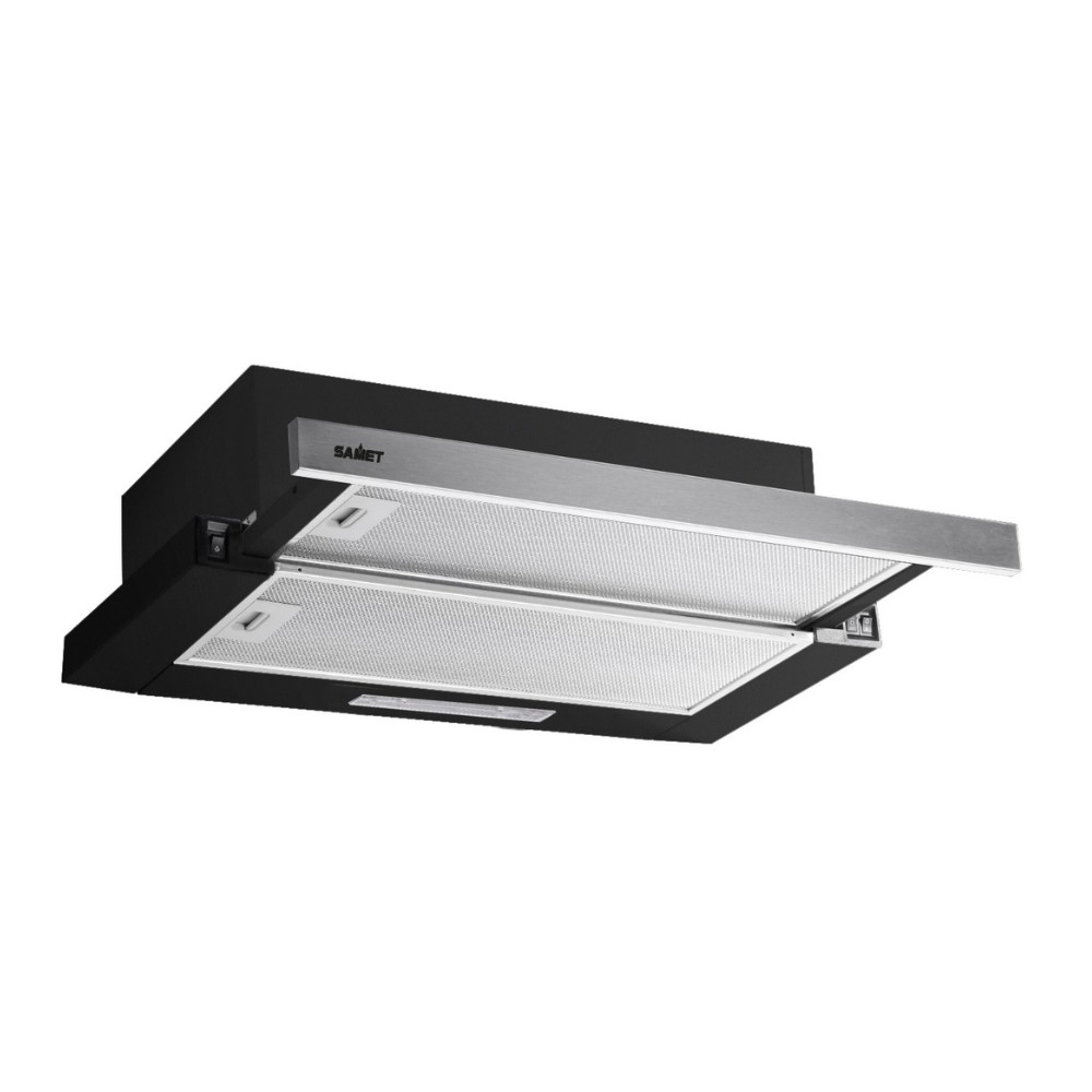 Cappaintegrata Samet New Slim sottopensile potenza aspirante 250 m3/h luce led 60 cm nero con frontalino inox Cappaintegrata Samet New Slim sottopensile potenza aspirante 250 m3/h luce led 60 cm nero con frontalino inox