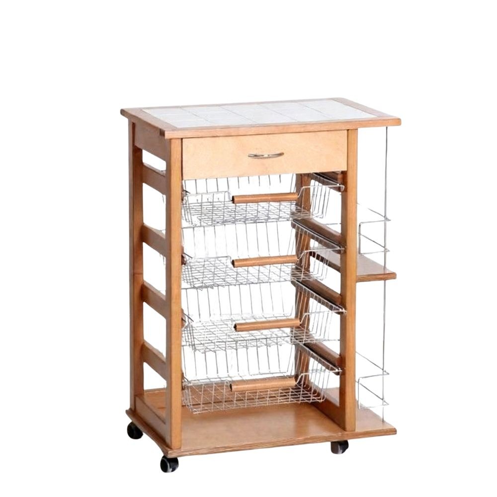 Carrello Vesuvio con cassetto e portabottiglie rovere Carrello Vesuvio con cassetto e portabottiglie rovere