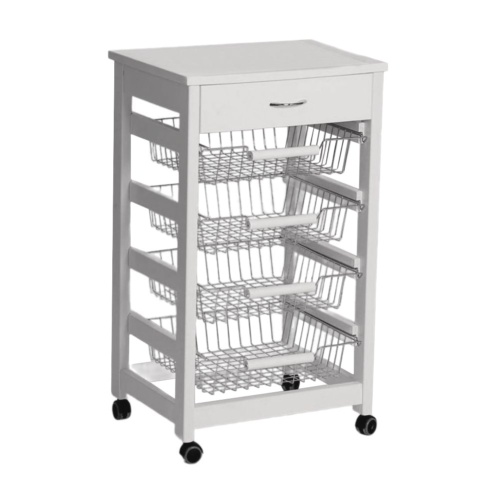 Carrello Vesuvio con cassetto senza base con piano in legno bianco Carrello Vesuvio con cassetto senza base con piano in legno bianco