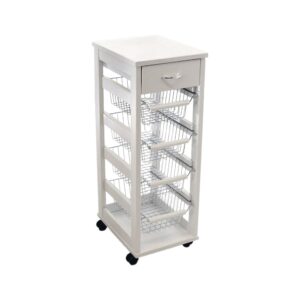 Carrello Vesuvio salvaspazio con piano in legno bianco