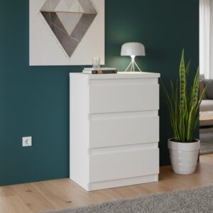 Cassettiera Morgan 3 cassetti 41.8 x H 61.5 x 32.2 cm colore bianco