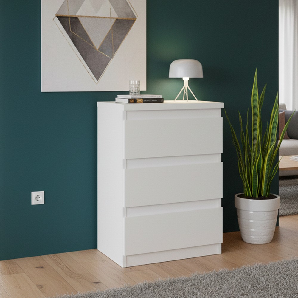 Cassettiera Morgan 3 cassetti 41.8 x H 61.5 x 32.2 cm colore bianco Cassettiera Morgan 3 cassetti 41.8 x H 61.5 x 32.2 cm colore bianco