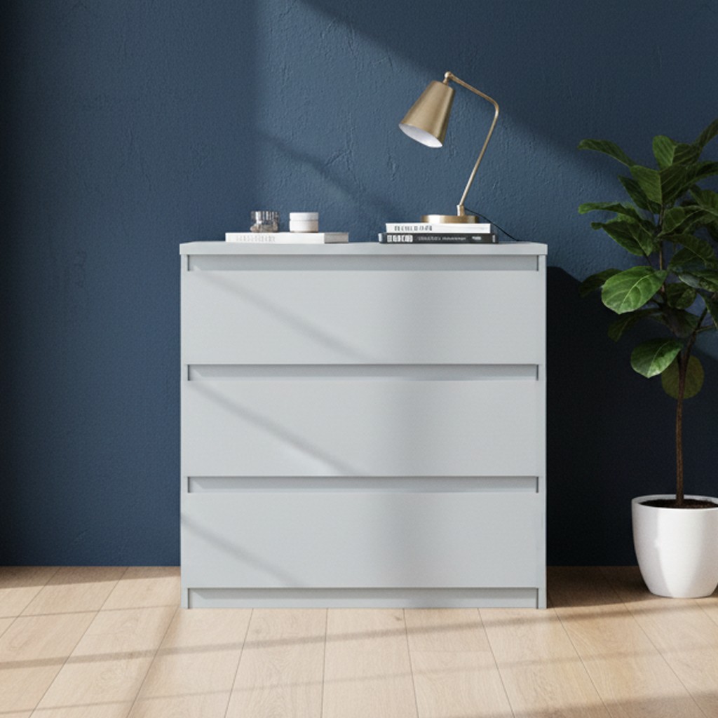 Cassettiera Morgan 3 cassetti 77.2x79.8x42.2 cm. colore grigio chiaro Cassettiera Morgan 3 cassetti 77.2x79.8x42.2 cm. colore grigio chiaro
