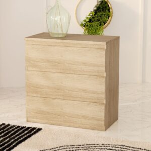 Cassettiera Morgan 3 cassetti 77.2x79.8x42.2 cm. colore rovere