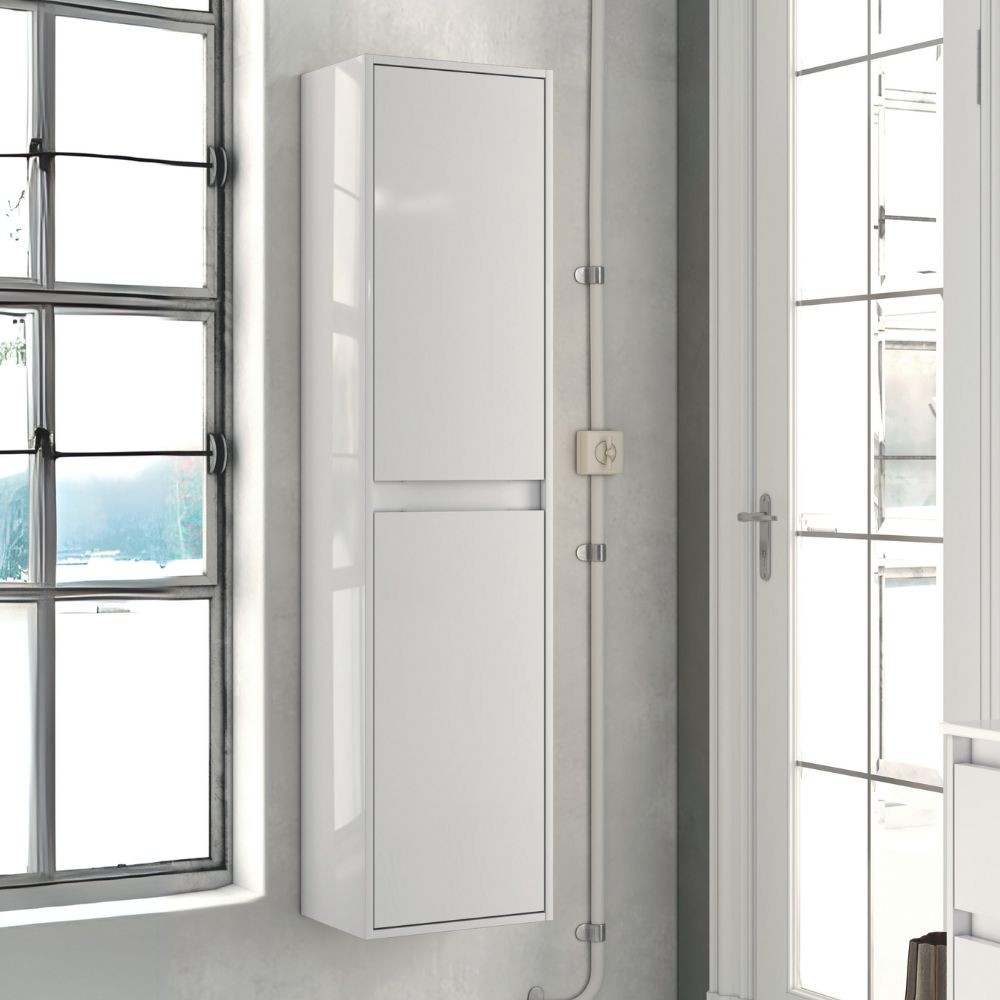 Colonna bagno Bolton 35x30.5x150 cm. 2 ante reversibili colore bianco laccato lucido Colonna bagno Bolton 35x30.5x150 cm. 2 ante reversibili colore bianco laccato lucido