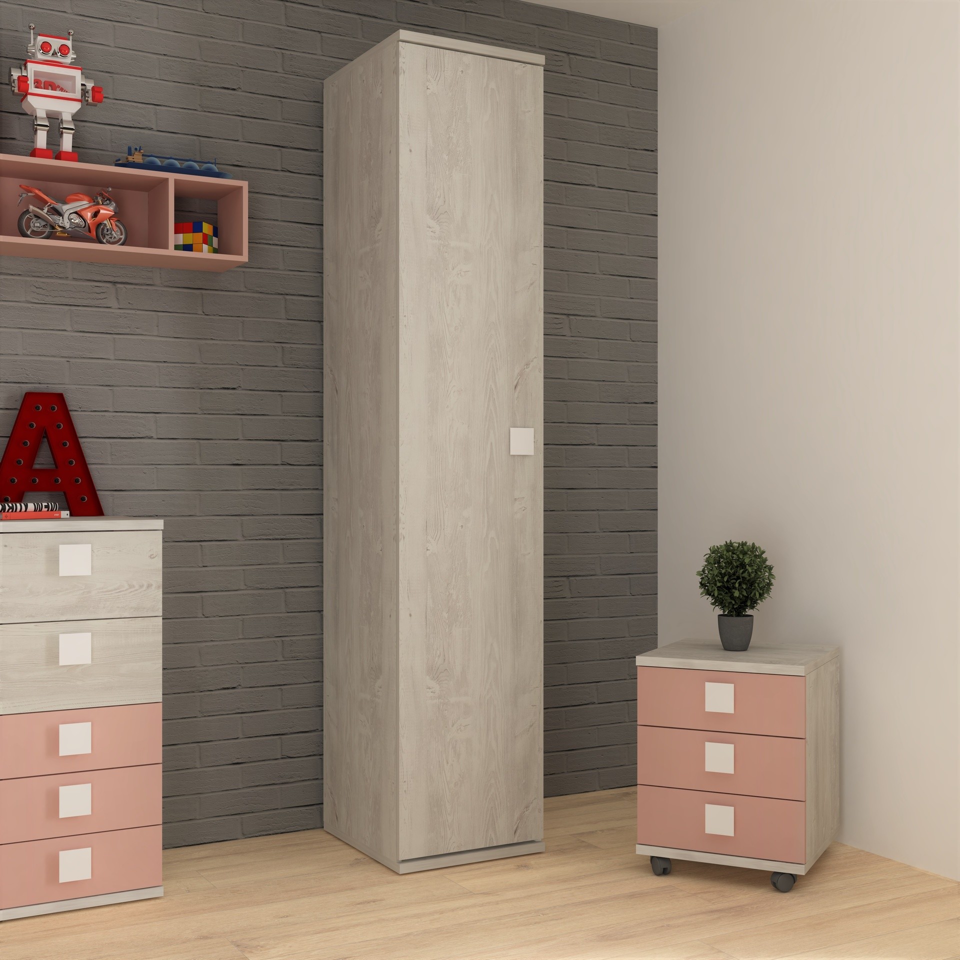 Comodino 46x46x60h bianco consumato 3 cassetti Comodino 46x46x60h bianco consumato 3 cassetti