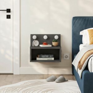 Comodino sospeso Treo con luci integrate colore antracite