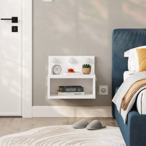 Comodino sospeso Treo con luci integrate colore bianco