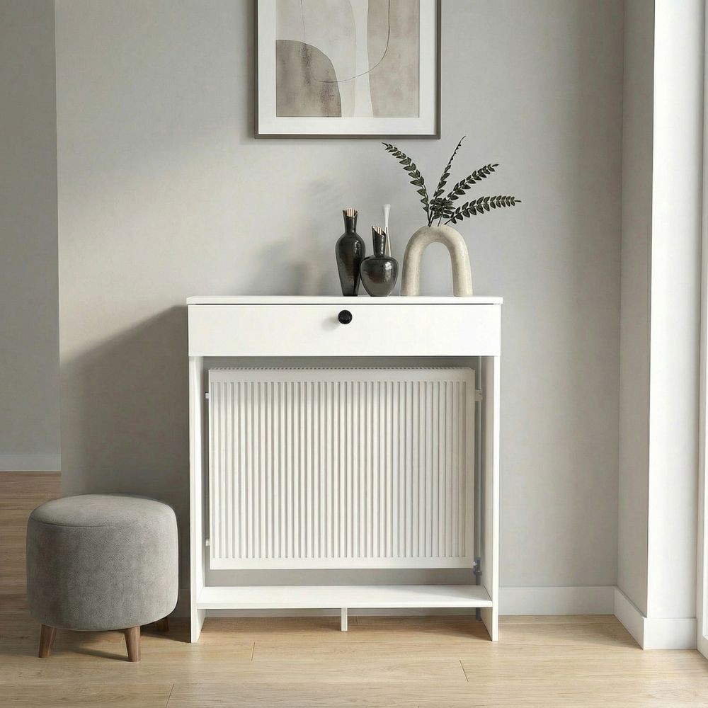 Consolle copri termosifone Opelya 90 cm. con anta a ribalta colore bianco Consolle copri termosifone Opelya 90 cm. con anta a ribalta colore bianco