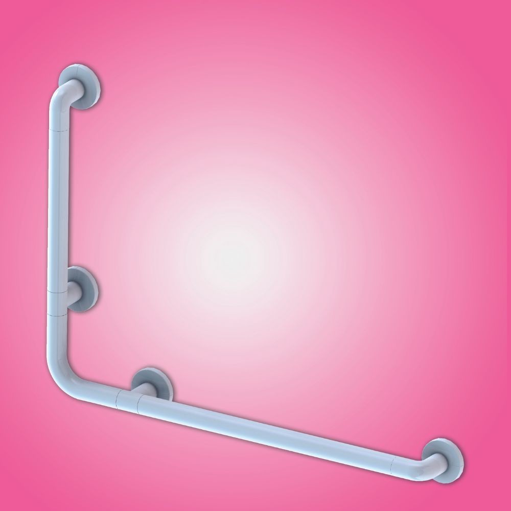 Corrimano angolare di sicurezza 78 x 55.5 cm per disabili colore bianco Corrimano angolare di sicurezza 78 x 55.5 cm per disabili colore bianco