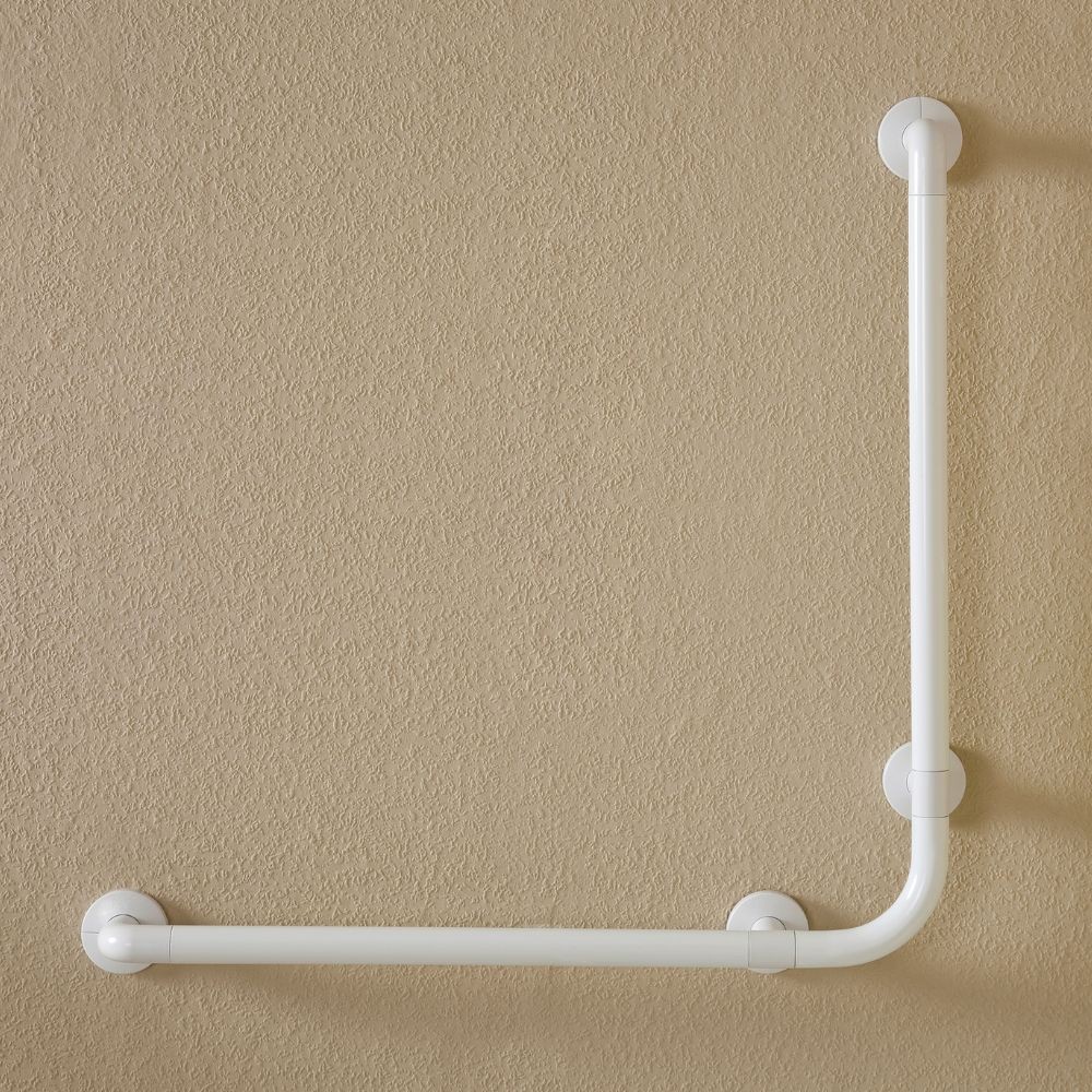 Corrimano angolare di sicurezza 78 x 78 cm per disabili colore bianco Corrimano angolare di sicurezza 78 x 78 cm per disabili colore bianco