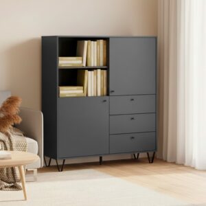 Credenza Aldo 6 con 2 ante e 3 cassetti colore antracite