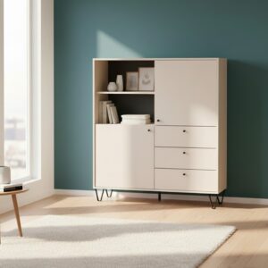 Credenza Aldo 6 con 2 ante e 3 cassetti colore cashmere