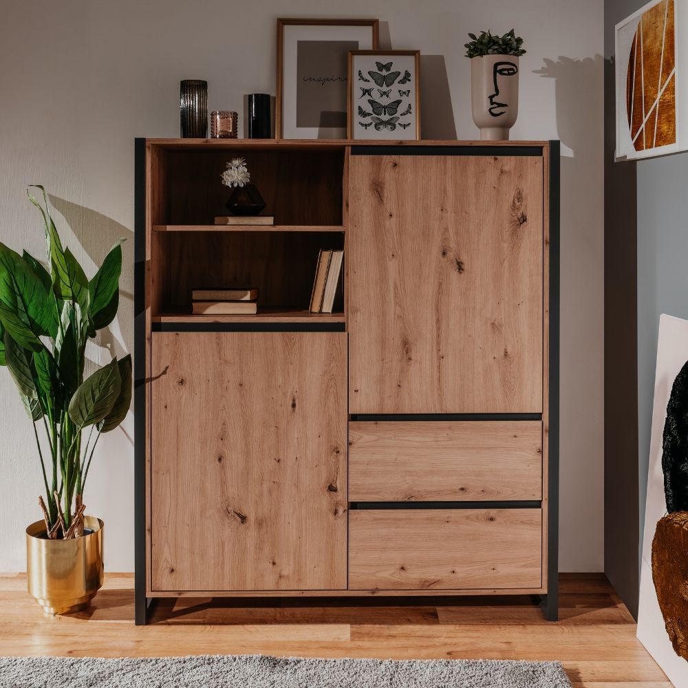 Credenza alta Denver 51 L120XP40XH140 quercia antracite Credenza alta Denver 51 L120XP40XH140 quercia antracite