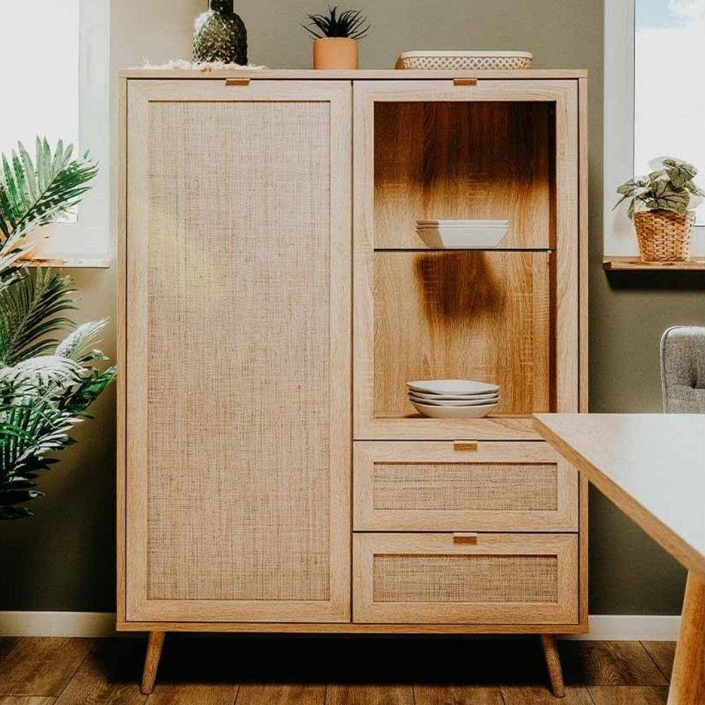 Credenza Bali 53A 2 ante e 2 cassetti effetto vimini Credenza Bali 53A 2 ante e 2 cassetti effetto vimini