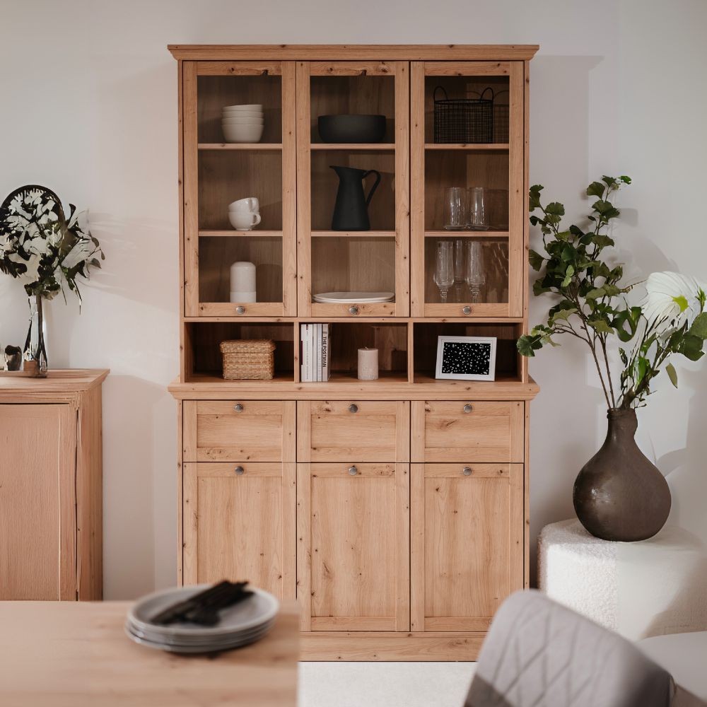 Credenza con vetrina Timber 54A colore rovere anticato Credenza con vetrina Timber 54A colore rovere anticato