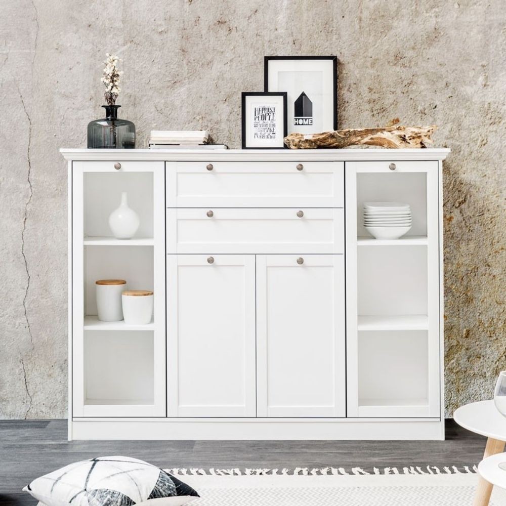Credenza Landwood 53 bianca con vetrina Credenza Landwood 53 bianca con vetrina