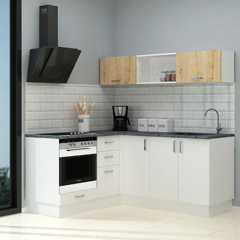 Cucina angolare Cassino bianca 180x160 reversibile Cucina angolare Cassino bianca 180x160 reversibile