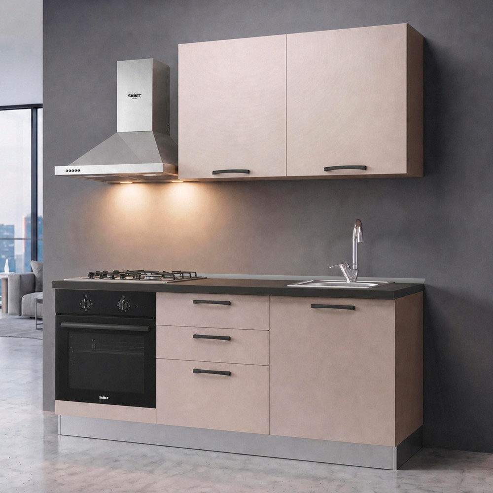 Cucina Astinew 180 cm reversibile in cashmere con elettrodomestici inclusi Industrie Valentini Cucina Astinew 180 cm reversibile in cashmere con elettrodomestici inclusi Industrie Valentini