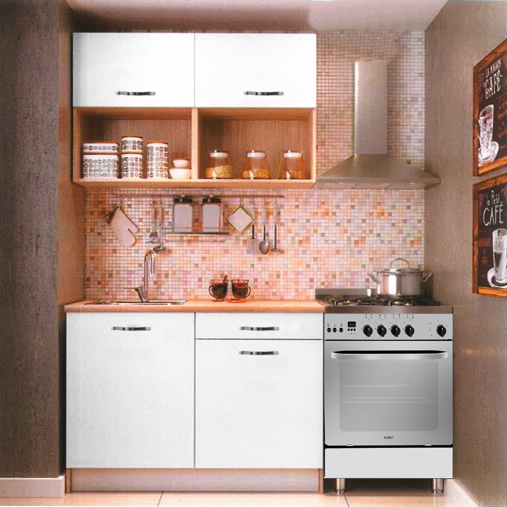 Cucina Cuneo 120 cm. H 220 cm. con cassa rovere e ante bianco opaco Cucina Cuneo 120 cm. H 220 cm. con cassa rovere e ante bianco opaco