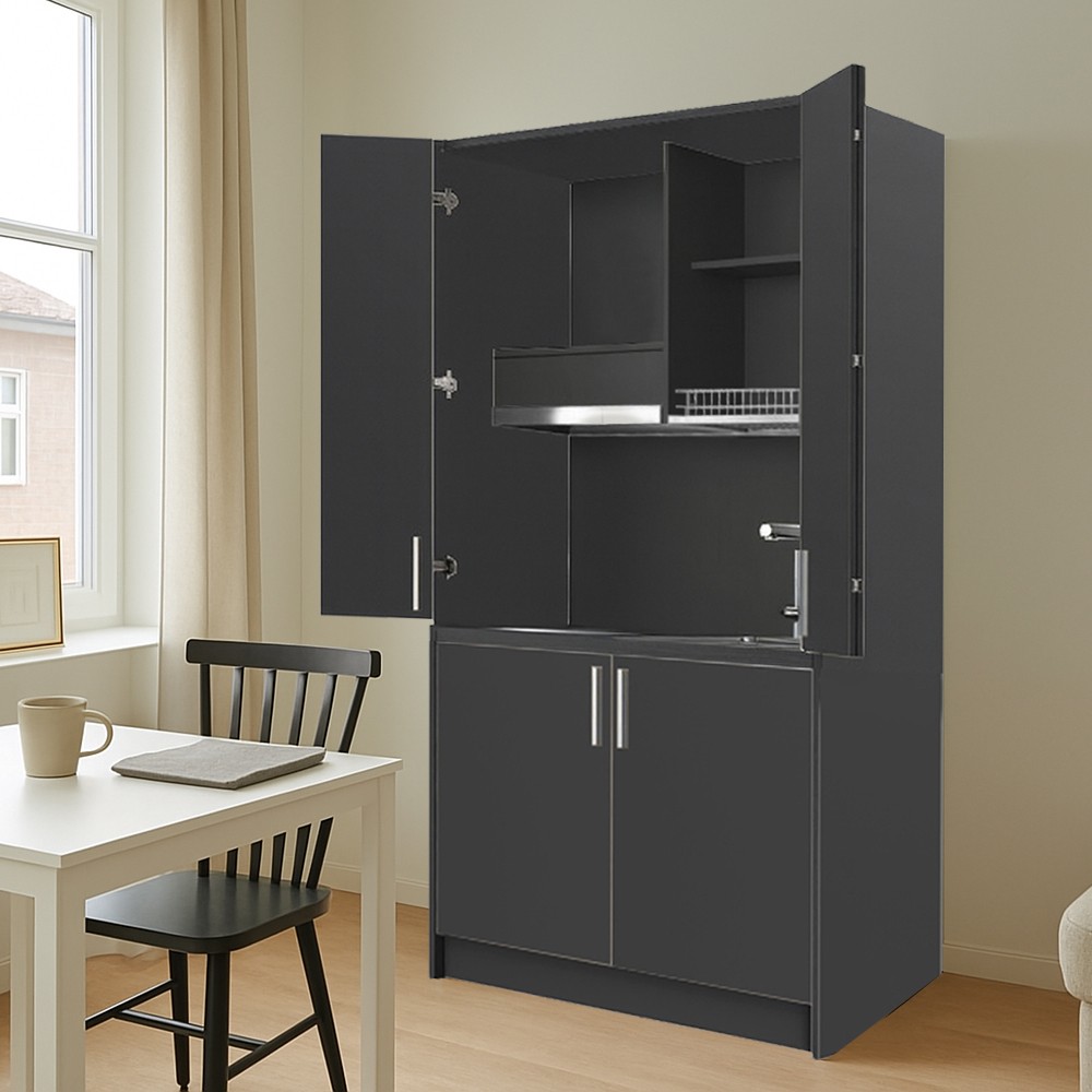 Cucina monoblocco Fold Evolution struttura e ante a libro antracite Cucina monoblocco Fold Evolution struttura e ante a libro antracite