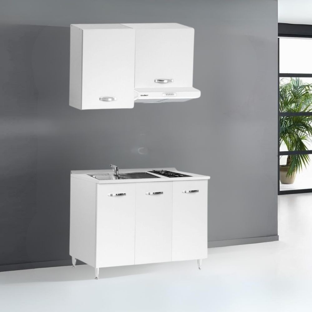 Cucina monoblocco Zagabria da 120 cm. colore bianco frassinato Cucina monoblocco Zagabria da 120 cm. colore bianco frassinato