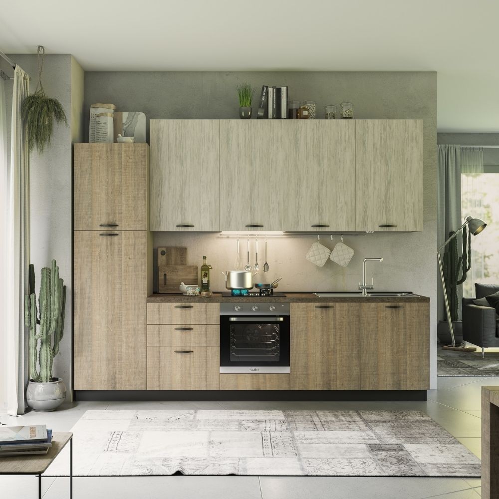 Cucina Rovigno Mira 300 cm rovere grigio e bianco sinistra con lavastoviglie Cucina Rovigno Mira 300 cm rovere grigio e bianco sinistra con lavastoviglie