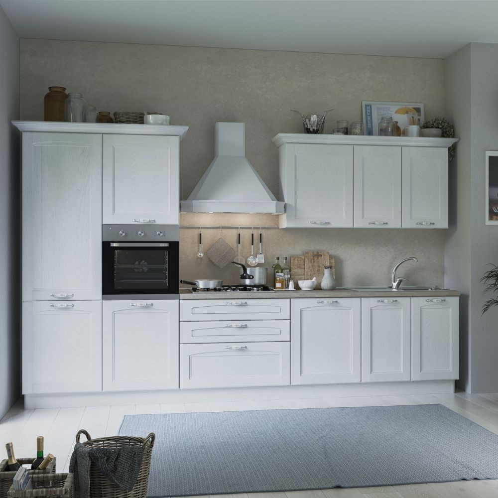 Cucina Sara Alma 360 bianca top ceramica sinistra con lavastoviglie Cucina Sara Alma 360 bianca top ceramica sinistra con lavastoviglie
