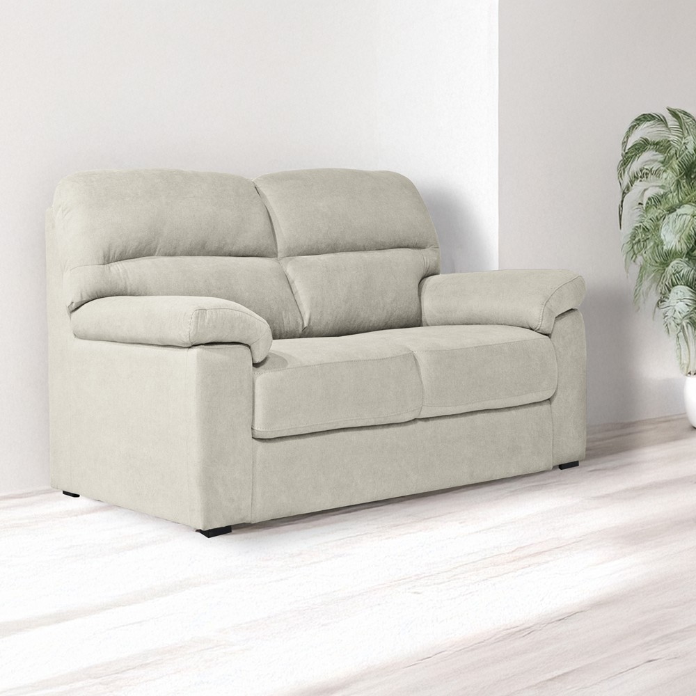 Divano Alenda 2 posti fisso con piedini quadrati colore Roma 05 beige Divano Alenda 2 posti fisso con piedini quadrati colore Roma 05 beige