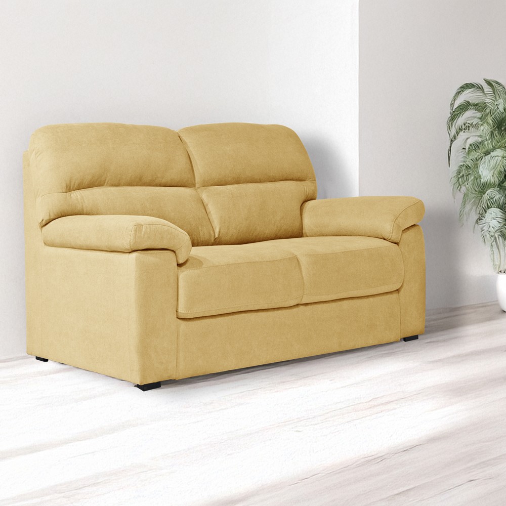 Divano Alenda 2 posti fisso con piedini quadrati colore Roma 14 giallo Divano Alenda 2 posti fisso con piedini quadrati colore Roma 14 giallo